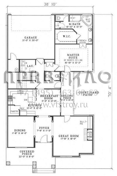 Проект двухэтажного дома с гаражом на две машины в стиле Ранчо S5-199 (110-00442)