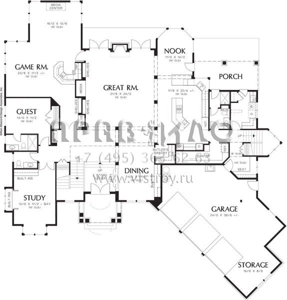 Проект двухэтажного дома с гаражом на три и более машин в современном стиле S5-594 (2559-00586)