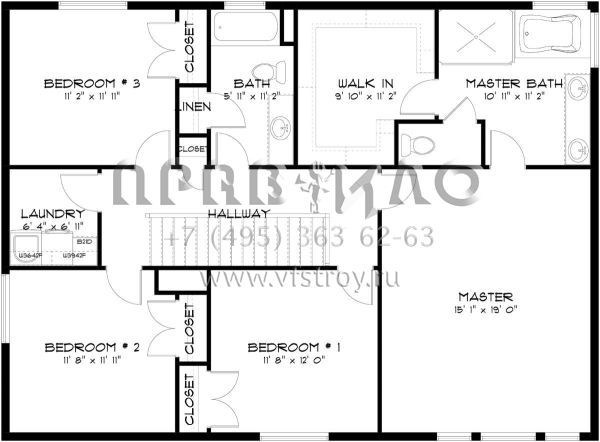 Проект двухэтажного дома с подвалом и  гаражом на три машины S5-245 (2802-00013)