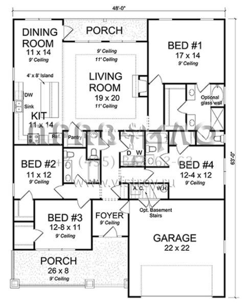 Проект одноэтажного дома с гаражом на две машины в стиле Ранчо S5-196 (4848-00344)