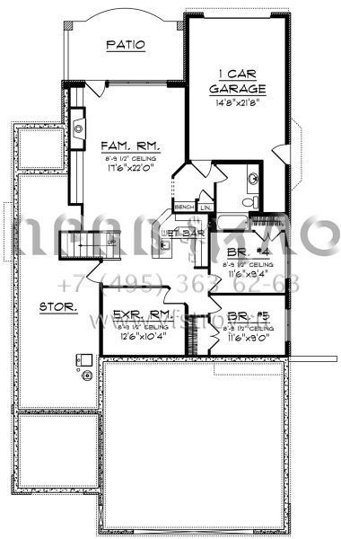 Проект двухэтажного дома с гаражом на три и более машин в американском стиле S5-428 (1020-00043)