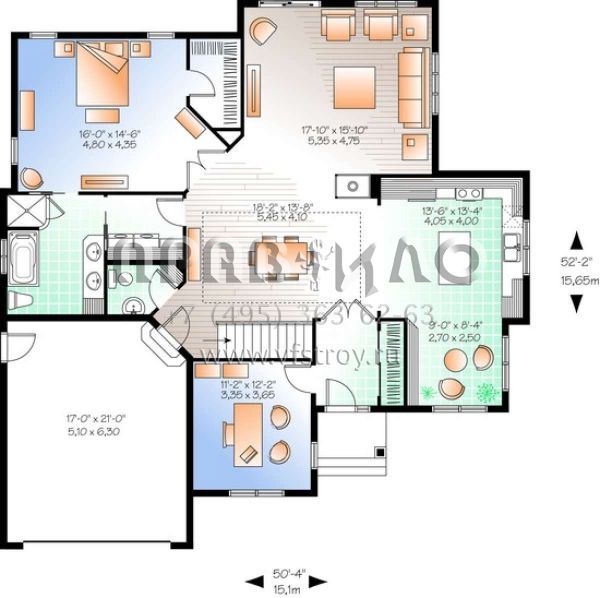 Проект одноэтажного дома с гаражом на одну машину в скандинавском стиле S5-157 (034-00971)