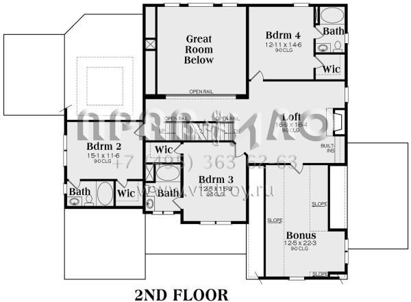 Проект трехэтажного дома с гаражом на три и более машин в стиле Ранчо S5-396 (009-00248)