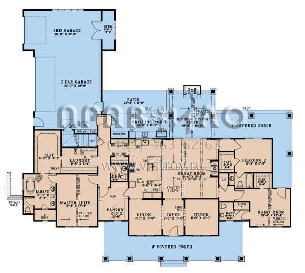 Проект одноэтажного дома с гаражом на три и более машин в современном стиле S5-238 (8318-00383)