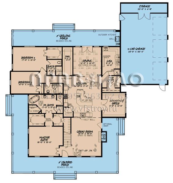 Проект двухэтажного дома с гаражом на три и более машин в современном стиле S5-323 (8318-00109)