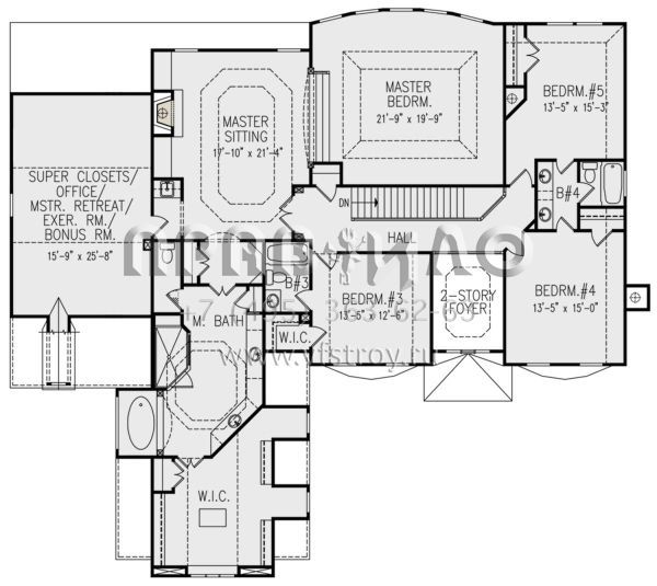 Проект двухэтажного дома с гаражом на три и более машин в английском стиле S5-450 (699-00230)