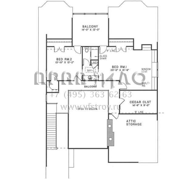 Проект двухэтажного дома с гаражом на две машины в стиле Ранчо S5-347 (110-00009)