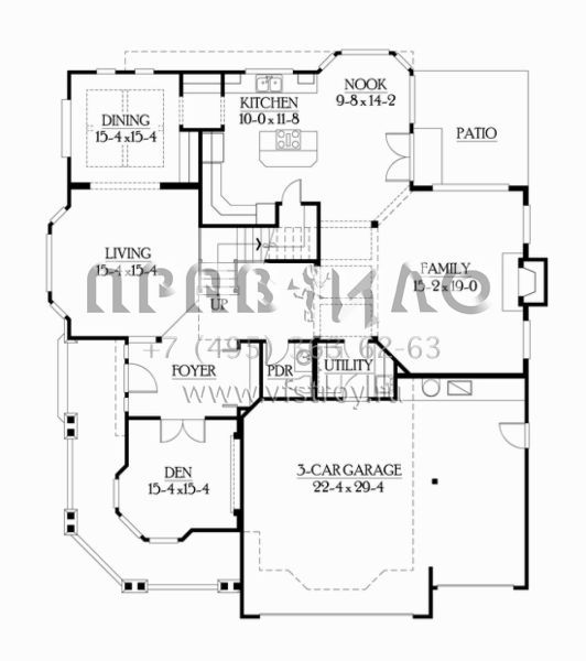 Проект двухэтажного дома с гаражом на три и более машин в стиле Ранчо S5-291 (341-00011)