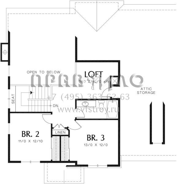 Проект двухэтажного дома с гаражом на три и более машин в стиле Ранчо S5-214 (2559-00345)