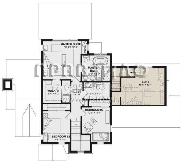 Проект двухэтажного дома с гаражом на одну машину в английском стиле S5-306 (034-01348)