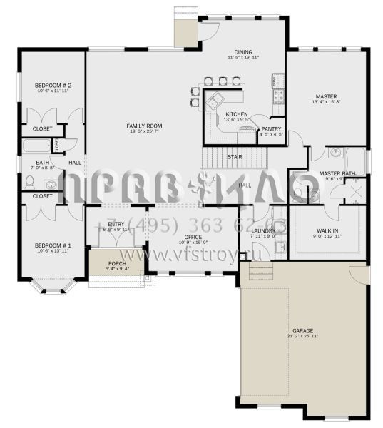 Проект одноэтажного дома с гаражом на две машины в стиле Ранчо S5-213 (2802-00216)