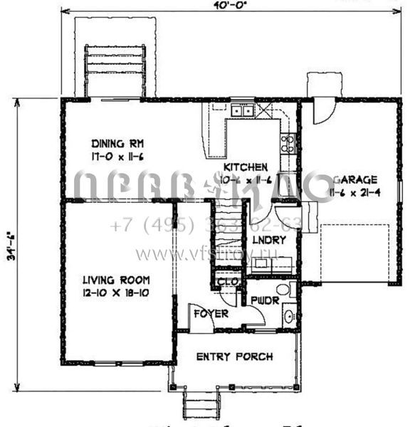 Проект двухэтажного дома с гаражом на одну машину в стиле Ранчо S5-168 (4351-00005)
