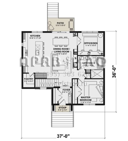 Проект одноэтажного дома без гаража в современном стиле S5-209 (034-01360)