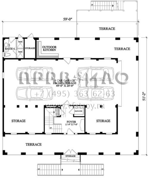 Проект двухэтажного дома с гаражом на три и более машин в прибрежном стиле S5-302 (7922-00105)