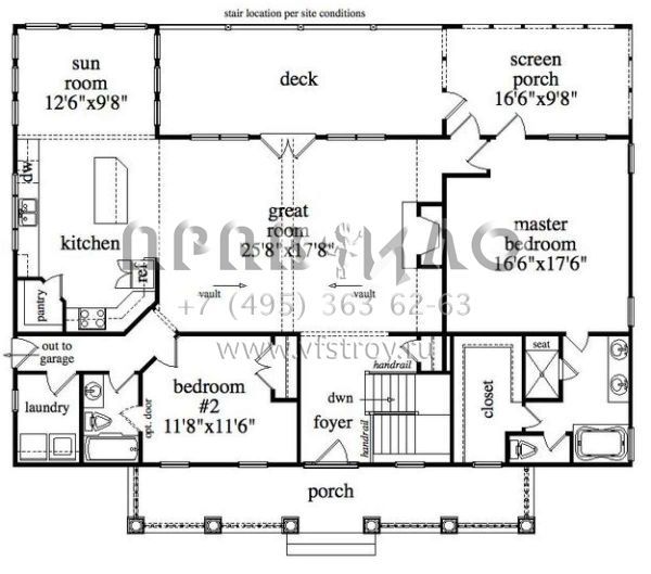 Проект одноэтажного дома с гаражом на две машины в стиле Ранчо S5-266 (957-00012)