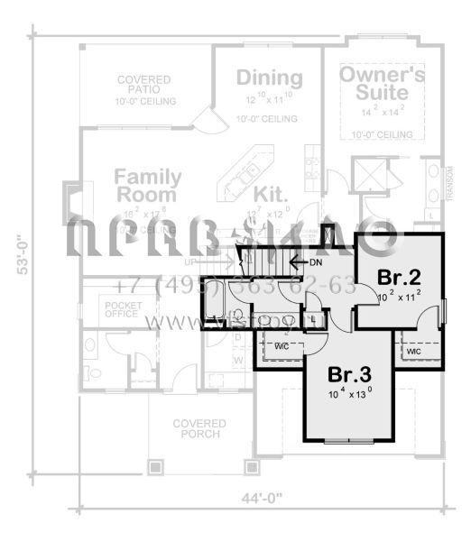 Проект двухэтажного дома с гаражом на две машины в американском стиле S5-174 (402-01737)