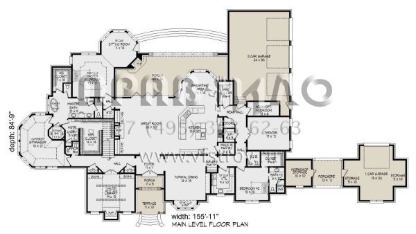 Проект двухэтажного дома с гаражом на три и более машин в современном стиле S5-671 (940-00815)