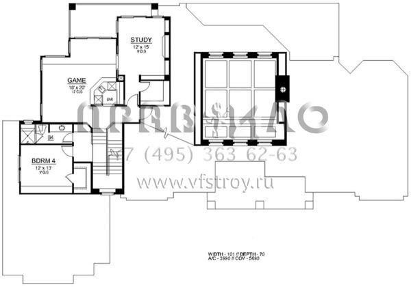 Проект одноэтажного дома с гаражом на три и более машин в американском стиле S5-371 (5445-00339)