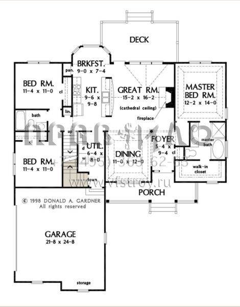 Проект одноэтажного дома с гаражом на две машины в стиле Ранчо S5-138 (2865-00097)