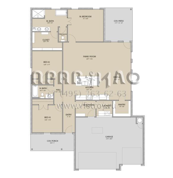 Проект одноэтажного дома с гаражом на три и более машин в американском стиле S5-176 (677-00019)