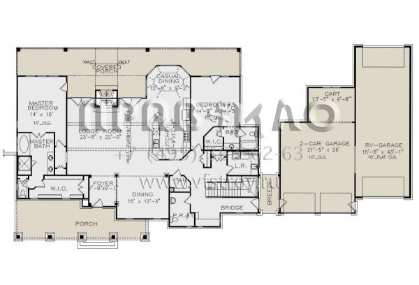 Проект одноэтажного дома с гаражом на три и более машин в американском стиле S5-240 (699-00302)
