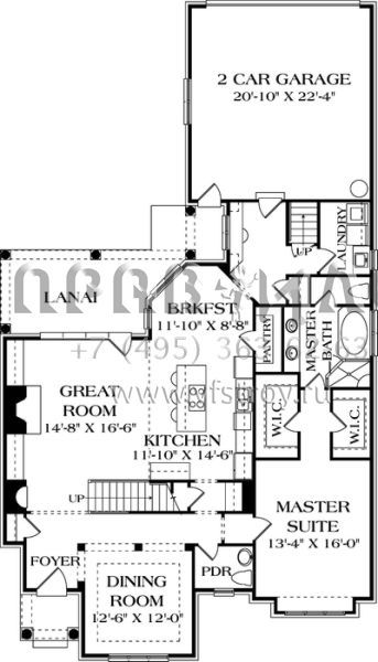 Проект двухэтажного дома с гаражом на две машины в стиле Ранчо S5-228 (3323-00117)