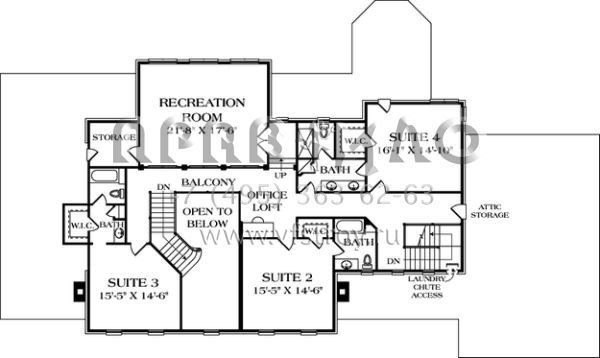 Проект двухэтажного дома с гаражом на три и более машин в стиле Ранчо S5-489 (3323-00503)