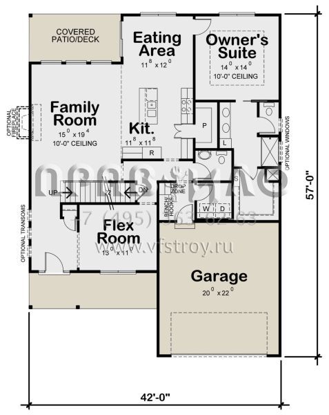Проект двухэтажного дома с гаражом на две машины в стиле Ранчо S5-200 (402-01643)