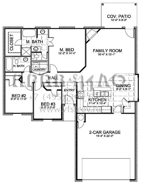 Проект одноэтажного дома с гаражом на две машины в стиле Ранчо S5-119 (677-00002)