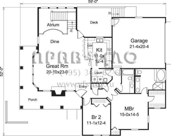 Проект одноэтажного дома с гаражом на две машины в стиле Ранчо S5-149 (5633-00192)