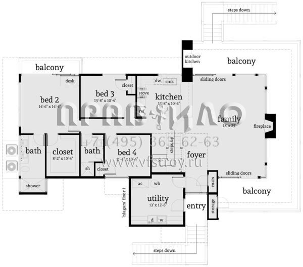 Проект двухэтажного дома без гаража в прибрежном стиле S5-231 (028-00119)