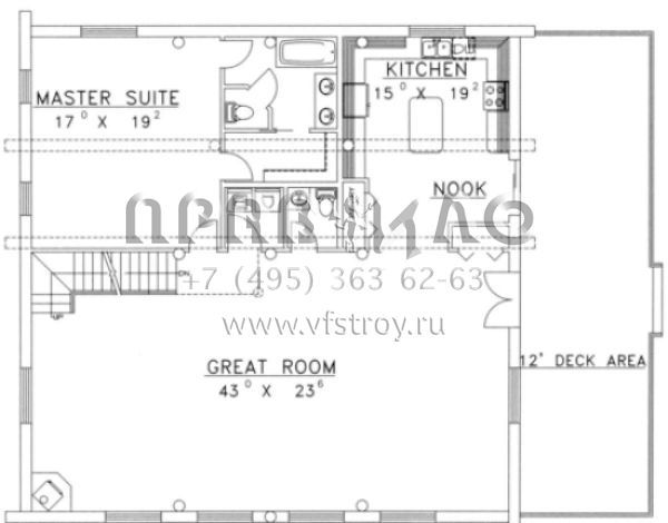 Проект двухэтажного дома с гаражом на три и более машин в русском стиле S5-266 (039-00052)
