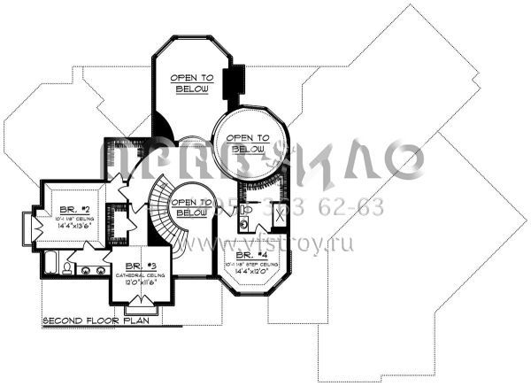 Проект двухэтажного дома с гаражом на три и более машин в стиле Ранчо S5-445 (1020-00044)