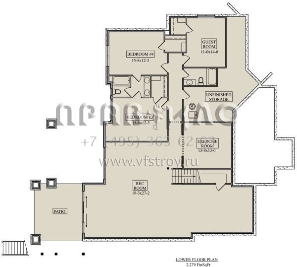 Проект одноэтажного дома с гаражом на три и более машин в американском стиле S5-243 (5631-00237)