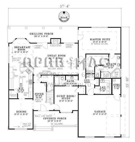 Проект двухэтажного дома с гаражом на две машины в стиле Ранчо S5-230 (110-00718)