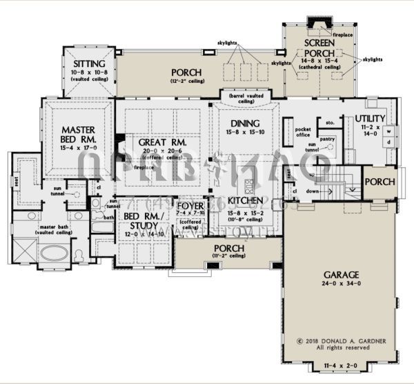 Проект одноэтажного дома с гаражом на три и более машин в американском стиле S5-355 (2865-00042)