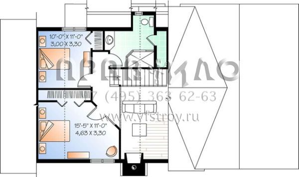 Проект двухэтажного дома с гаражом на одну машину в стиле Ранчо S5-139 (034-00535)