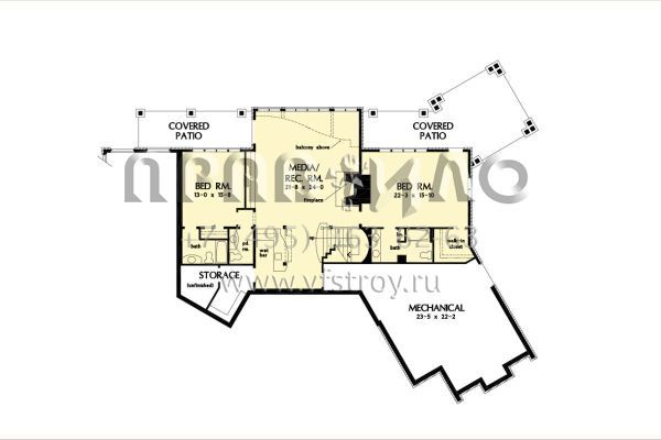 Проект одноэтажного дома с гаражом на три и более машин в американском стиле S5-444 (2865-00388)
