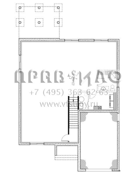 Проект одноэтажного дома с гаражом на одну машину в американском стиле S5-124 (034-01292)