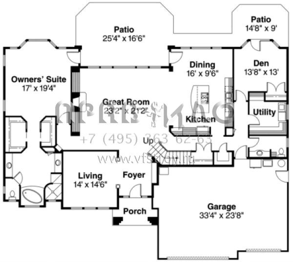 Проект двухэтажного дома с гаражом на три и более машин в прибрежном стиле S5-300 (035-00158)