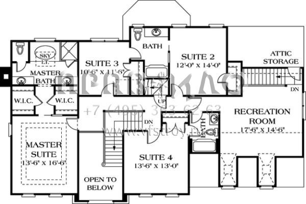 Проект двухэтажного дома с гаражом на две машины в стиле Ранчо S5-312 (3323-00316)