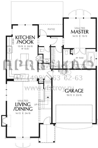 Проект двухэтажного дома с гаражом на две машины в американском стиле S5-206 (2559-00393)