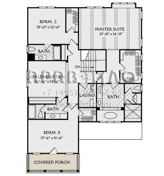 Проект двухэтажного дома с гаражом на две машины в стиле Ранчо S5-297 (8594-00212)