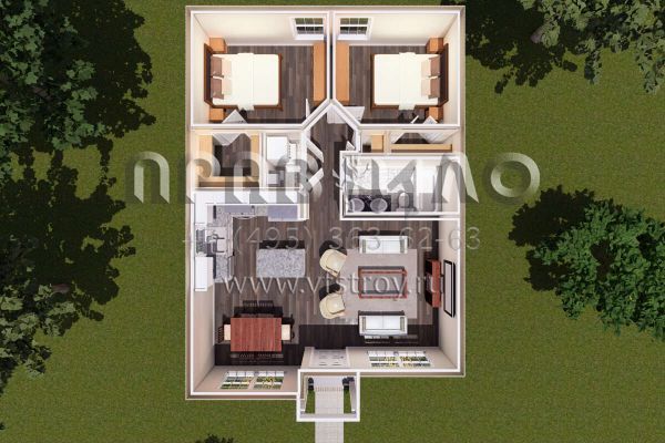 Проект одноэтажного дома без гаража в современном стиле S5-73 (4848-00373)