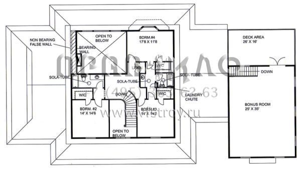Проект двухэтажного дома с гаражом на три и более машин в стиле Ранчо S5-332 (039-00665)