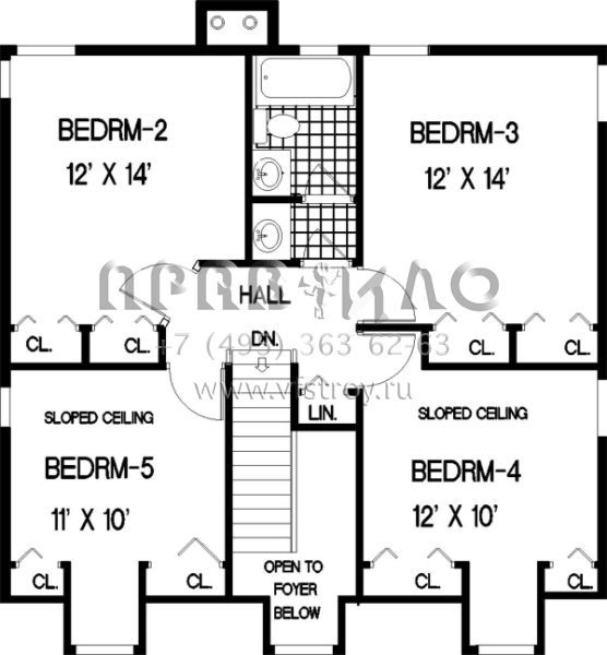 Проект двухэтажного дома с гаражом на две машины в стиле Ранчо S5-215 (033-00014)