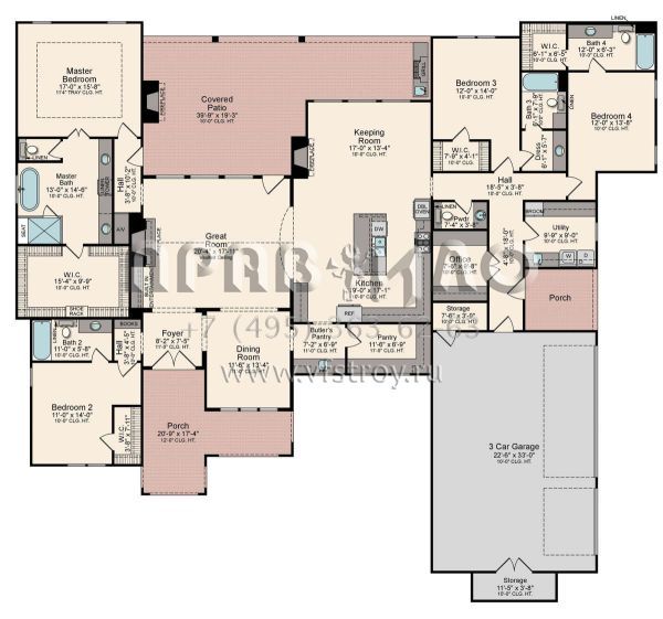Проект одноэтажного дома с гаражом на три и более машин в современном стиле S5-317 (5995-00022)