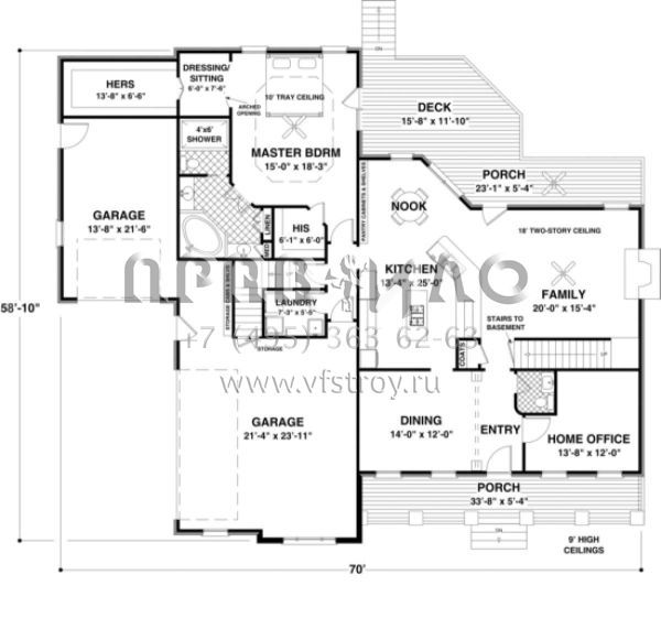 Проект двухэтажного дома с гаражом на три и более машин в американском стиле S5-251 (036-00129)