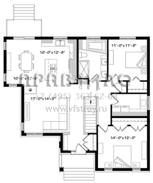 Проект одноэтажного дома без гаража в американском стиле S5-122 (034-01085)