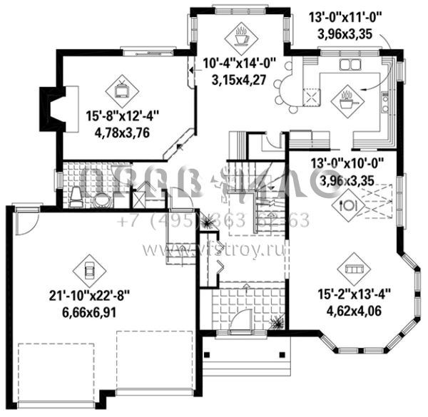 Проект двухэтажного дома с гаражом на две машины в английском стиле S5-210 (6146-00214)